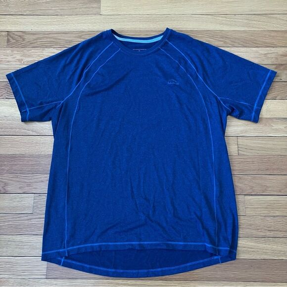 L.L. Bean Blue Base Layer Performance Outdoor Gorpcore Run Gym Short Sleeve Tee - Picture 1 of 7